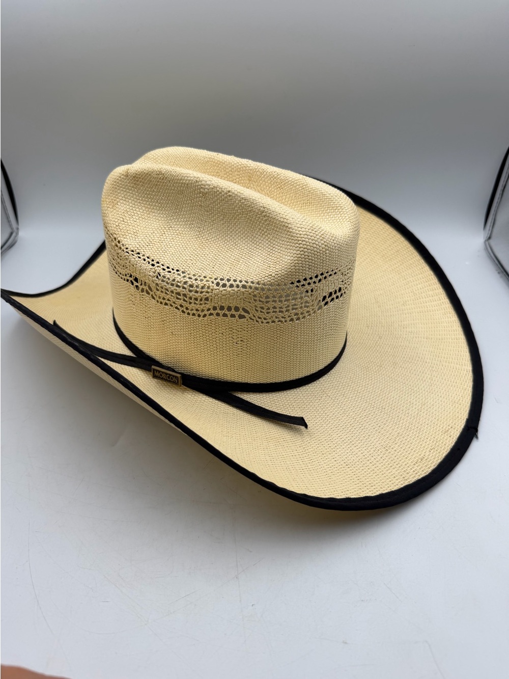 Morcon Straw Cowboy Hat Size 7 1/4 Western Wide Brim